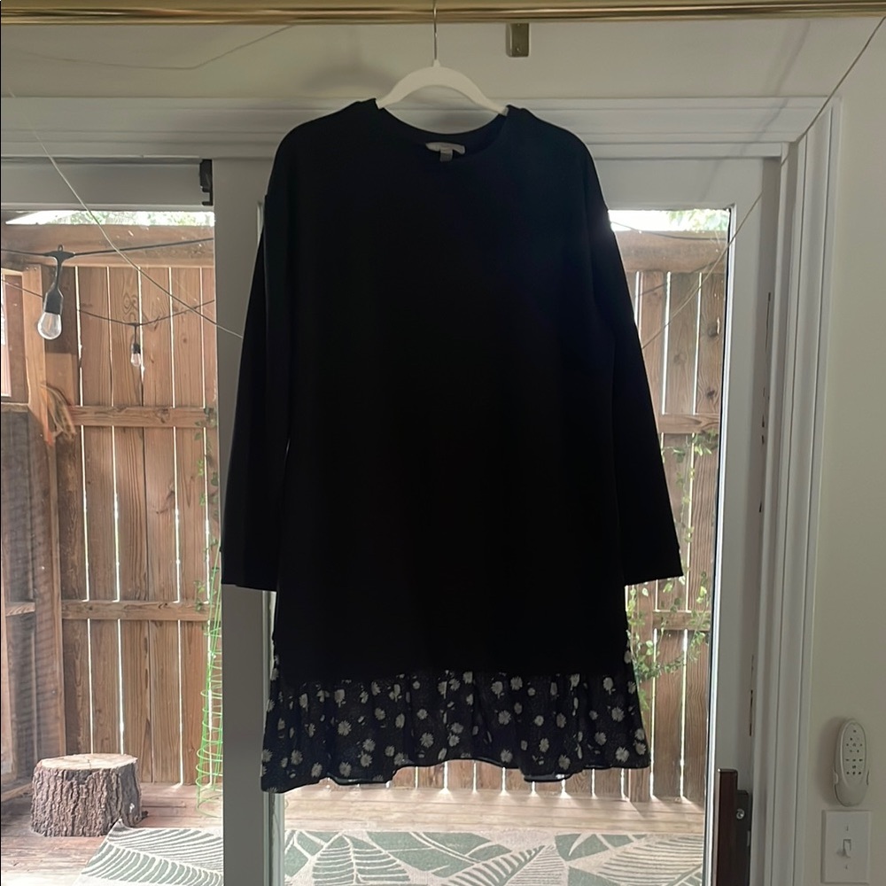 ASOS Black Dress with Floral Hem